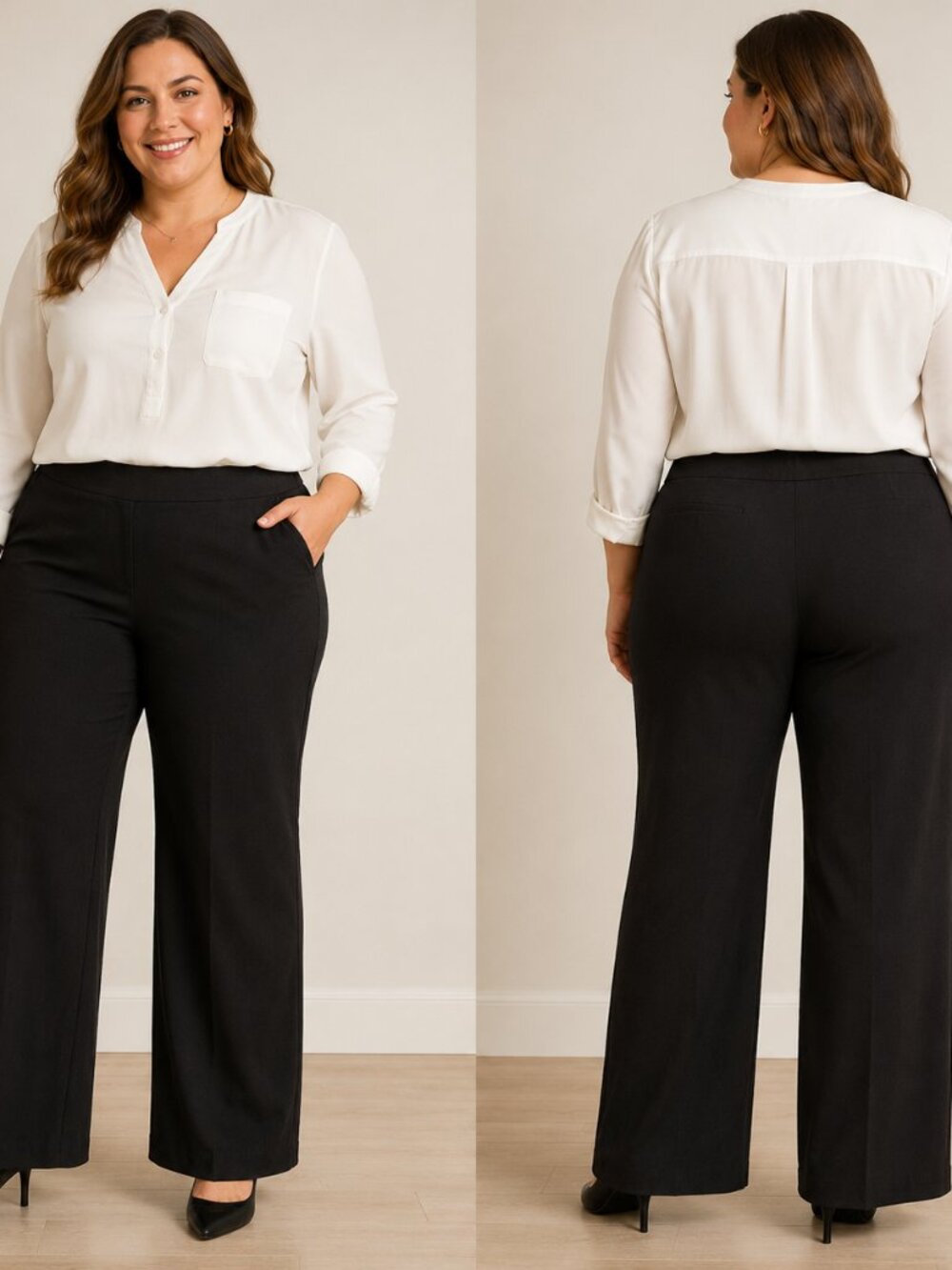 S.C. & Co. Black Pull-On Wide Leg Dress Pants Size 16